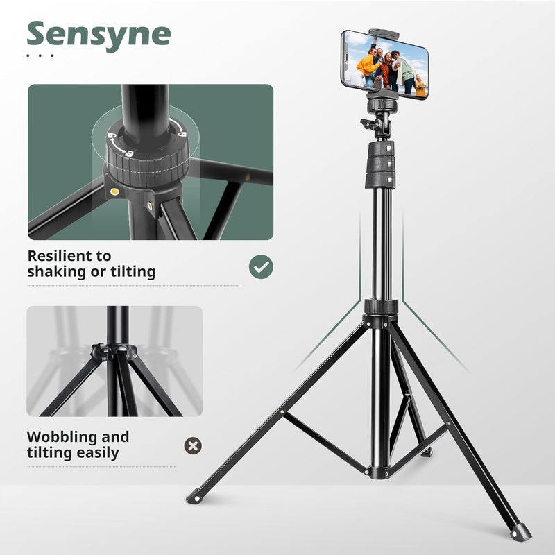 Sensyne 72" Phone Tripod, Extendable Cell Phone Tripod Stand, Selfie Stick with Wireless Remote and Phone Holder, Compatible with iPhone Android Phone, Camera - Image 5